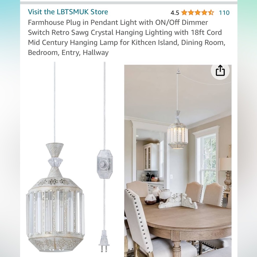 Never used pendant hanging light.